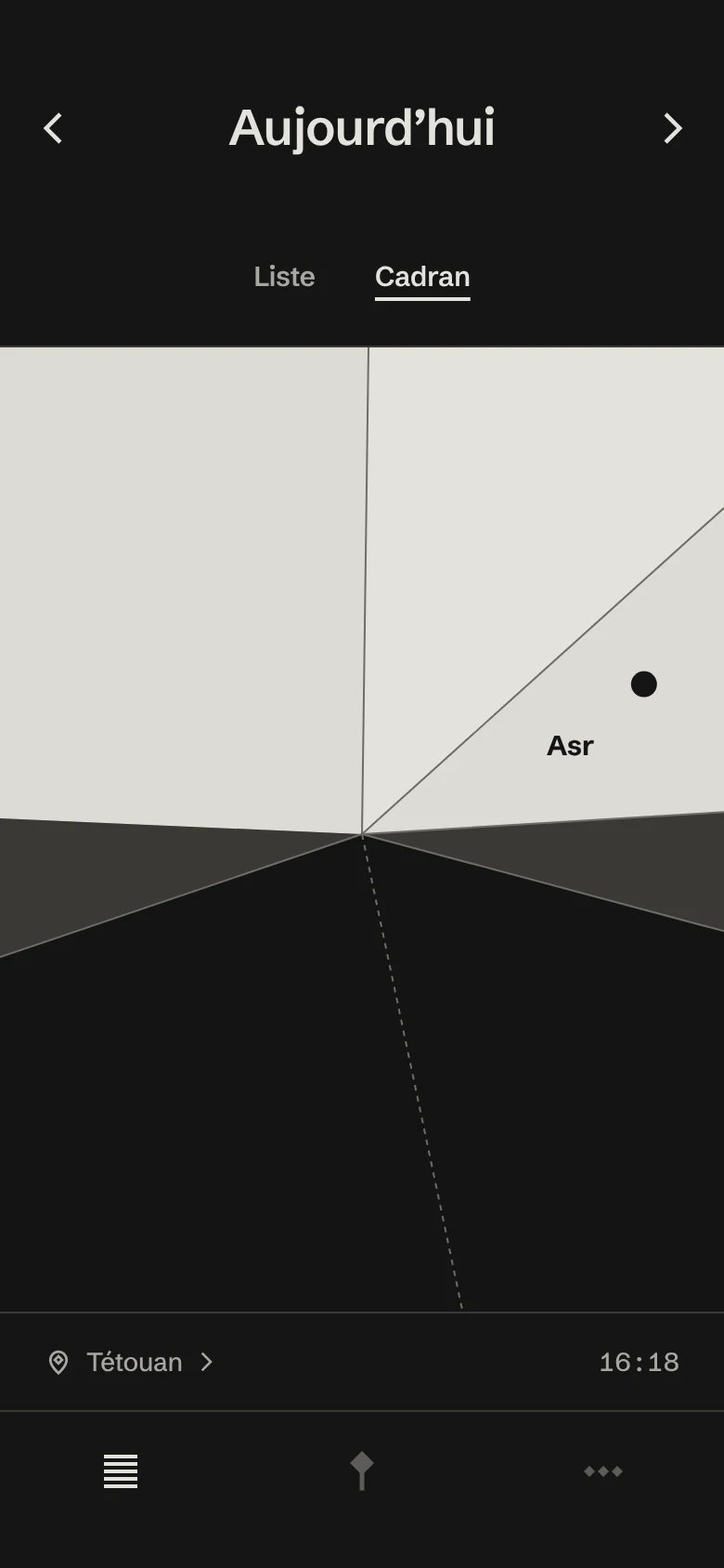 Dial view in dark mode