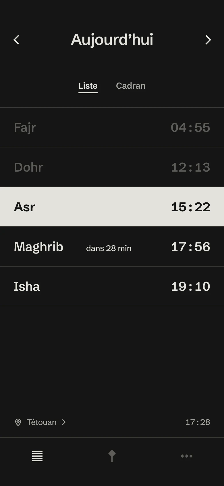Prayer list in dark mode